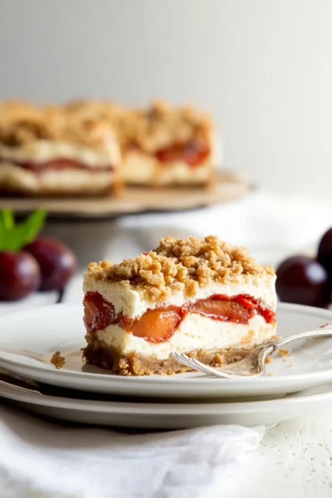 Zwetschgen-Käsekuchen mit Mandelstreuseln