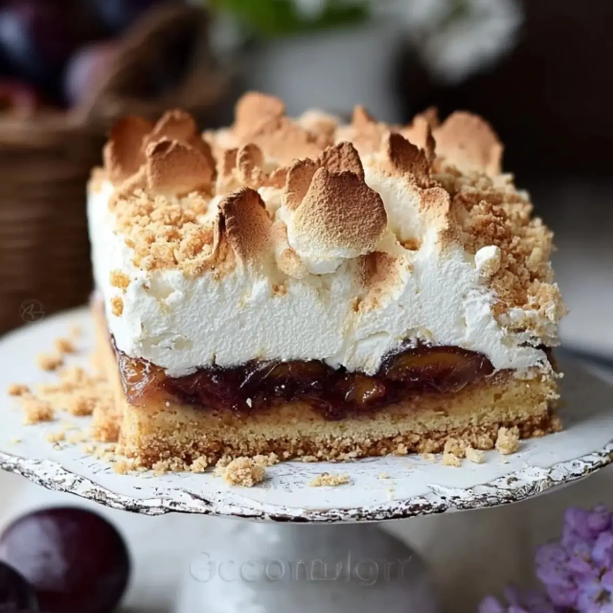 Zwetschgenkuchen mit Baiser und Streusel