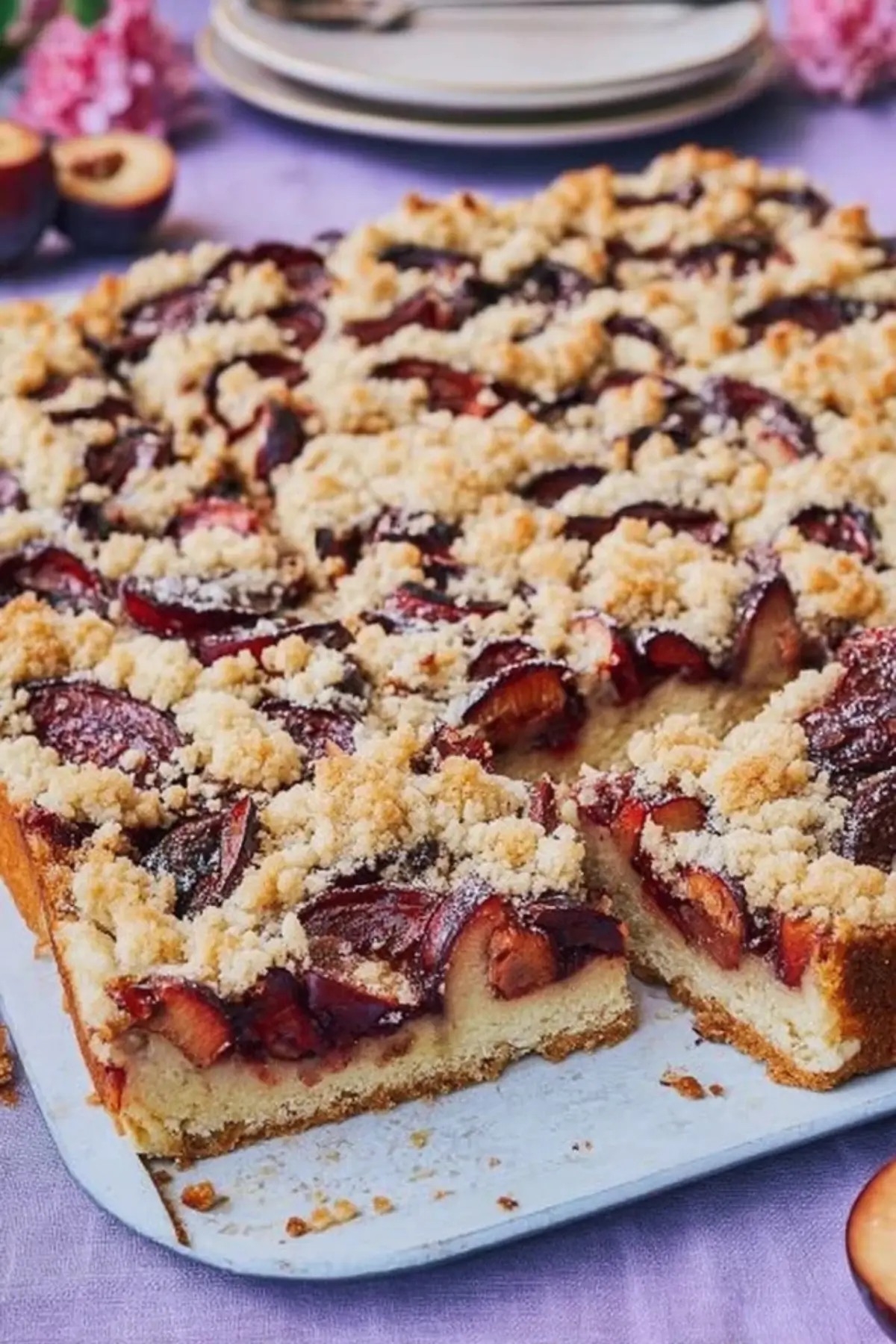 Zwetschgenkuchen mit Hefeteig und Streuseln