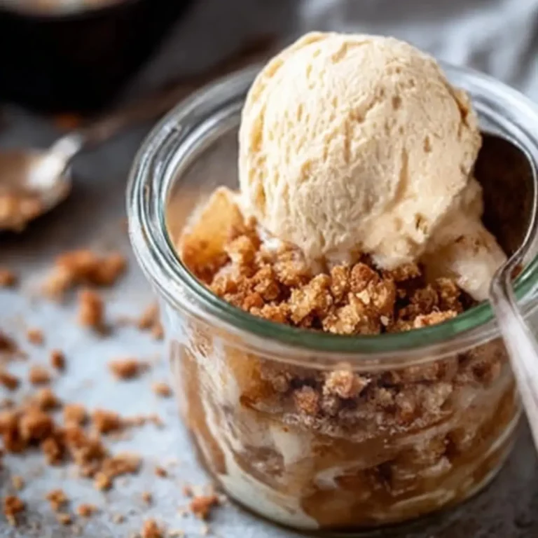 Bratapfel Apfel Crumble mit Vanilleeis