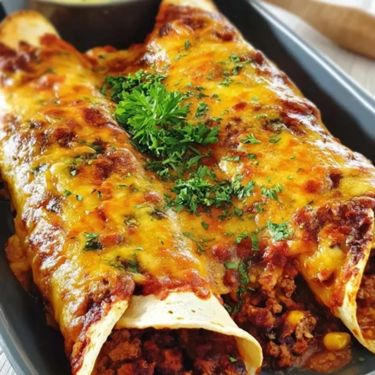 Enchiladas mit Hackfleisch gefüllt und überbacken