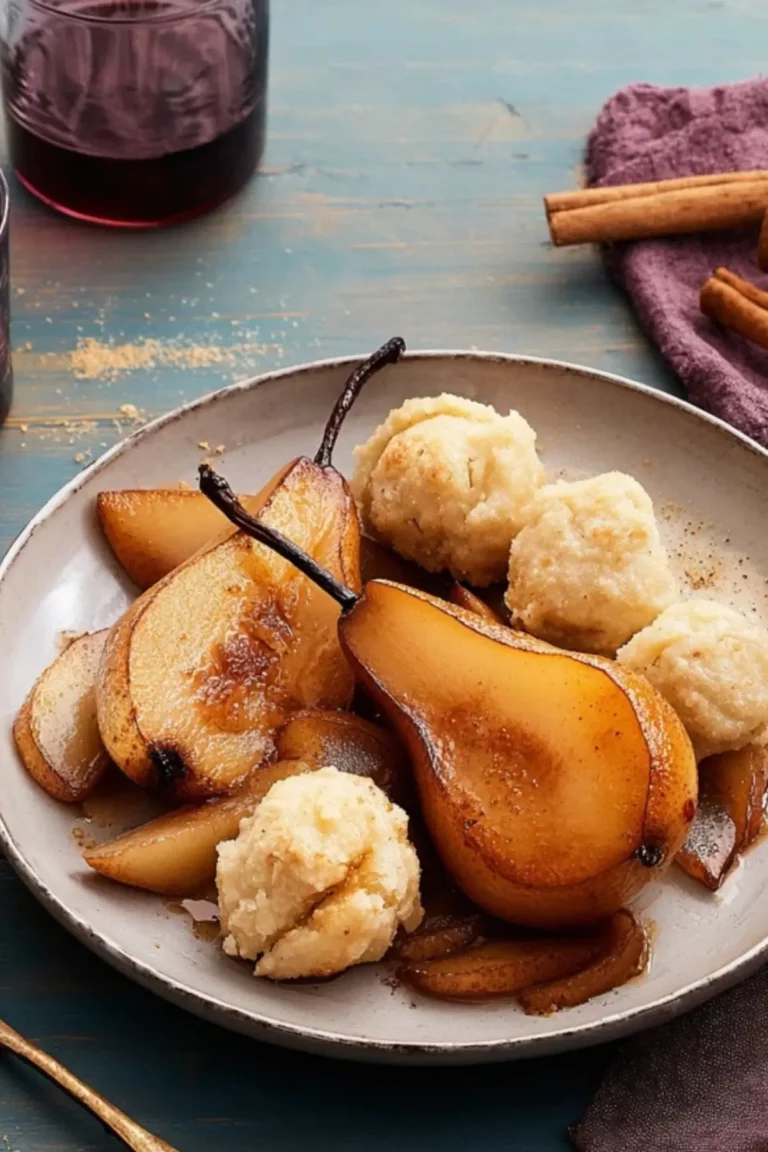 Gebackene Birne mit Zimtknödel