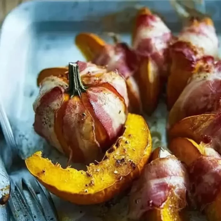 Gebackener Kürbis im Speckmantel