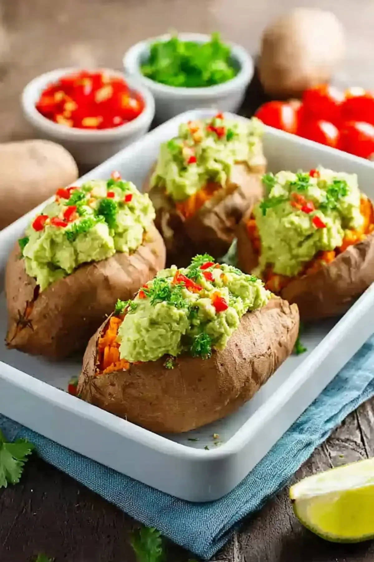 Gefüllte Süßkartoffeln mit Avocado-Creme
