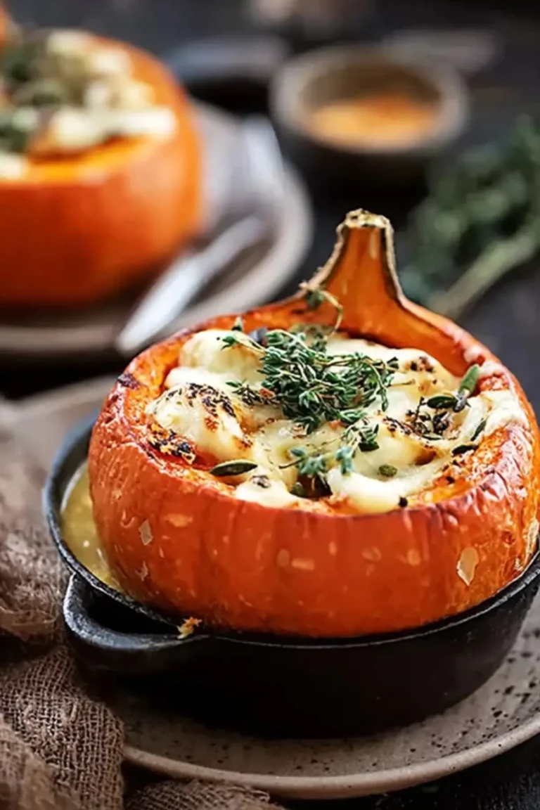 Gefüllter Kürbis mit Ofenkäse