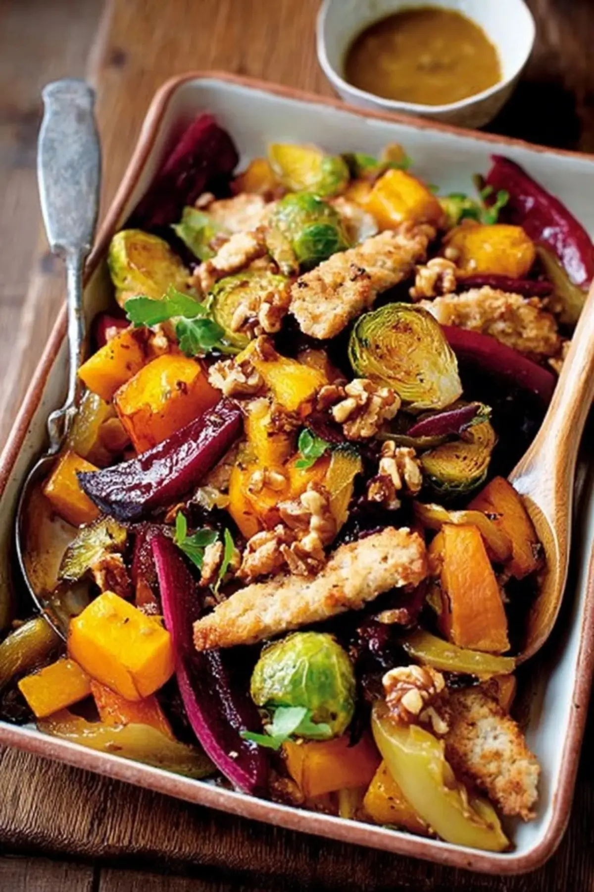 Gerösteter Herbstsalat mit Schnitzelstreifen