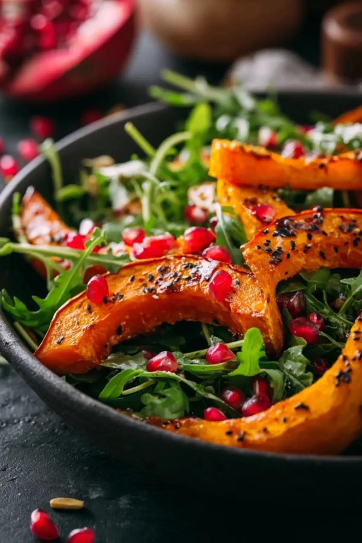 Gerösteter Kürbissalat mit Granatapfelkernen