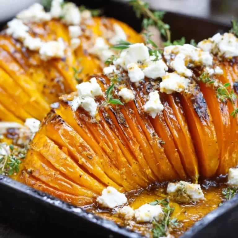 Hasselback-Kürbis mit Schafskäse