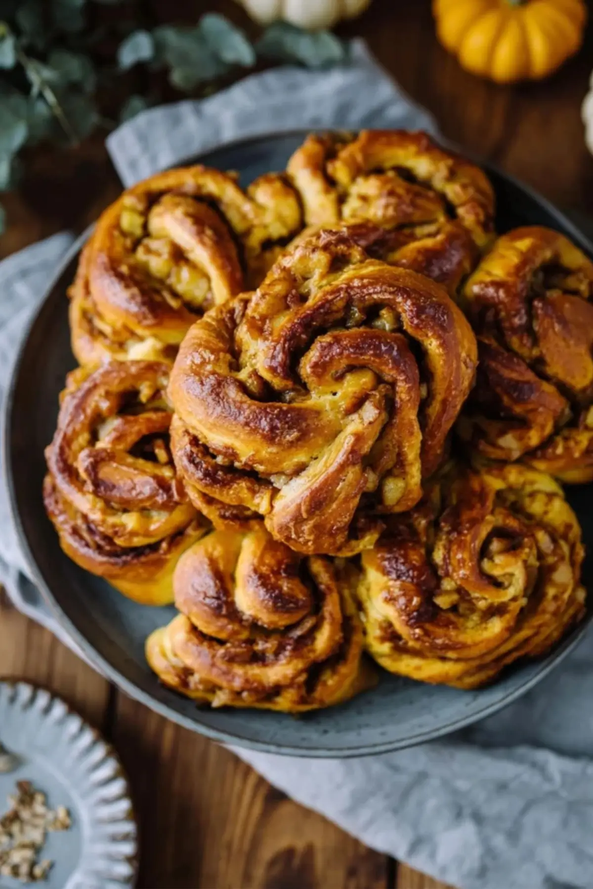 Kürbis-Zimtkringel mit Bratapfelfüllung