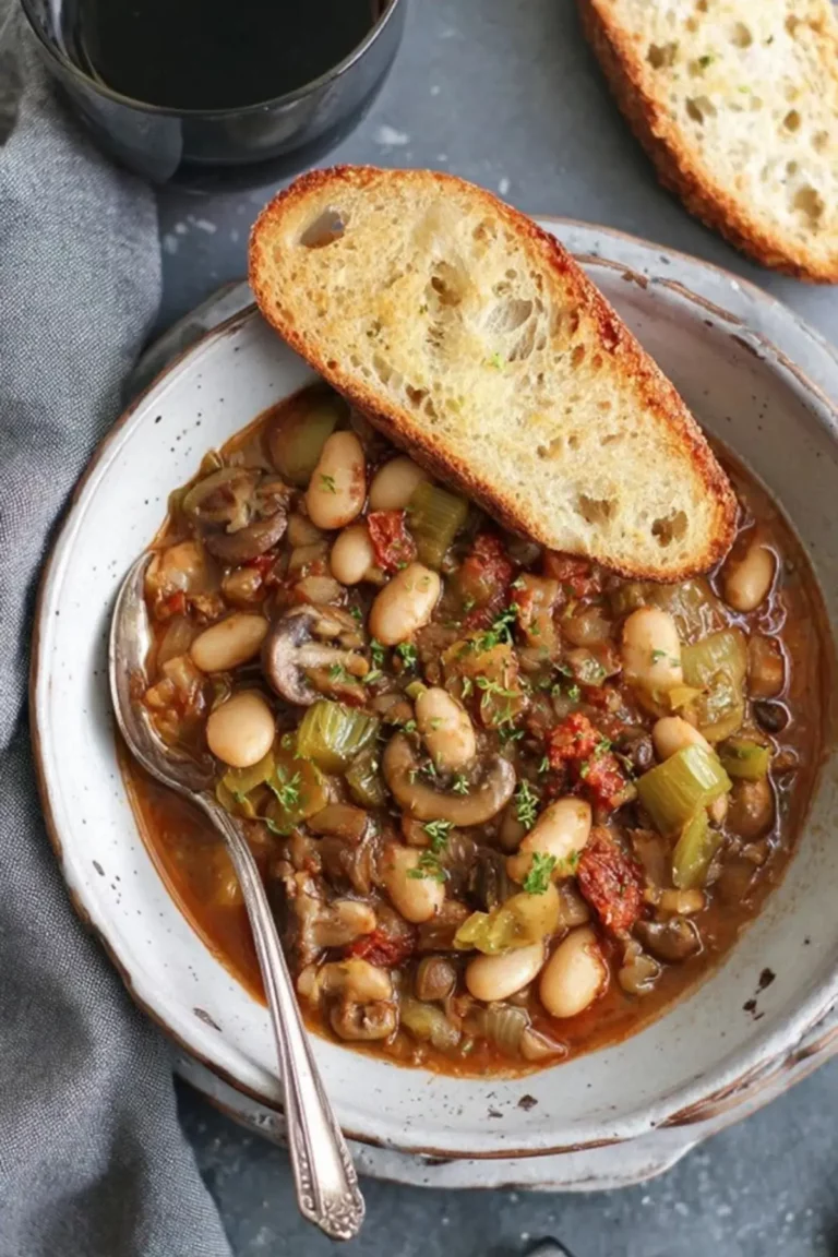 Schmortopf mit Pilzen, weißen Bohnen & Lauch