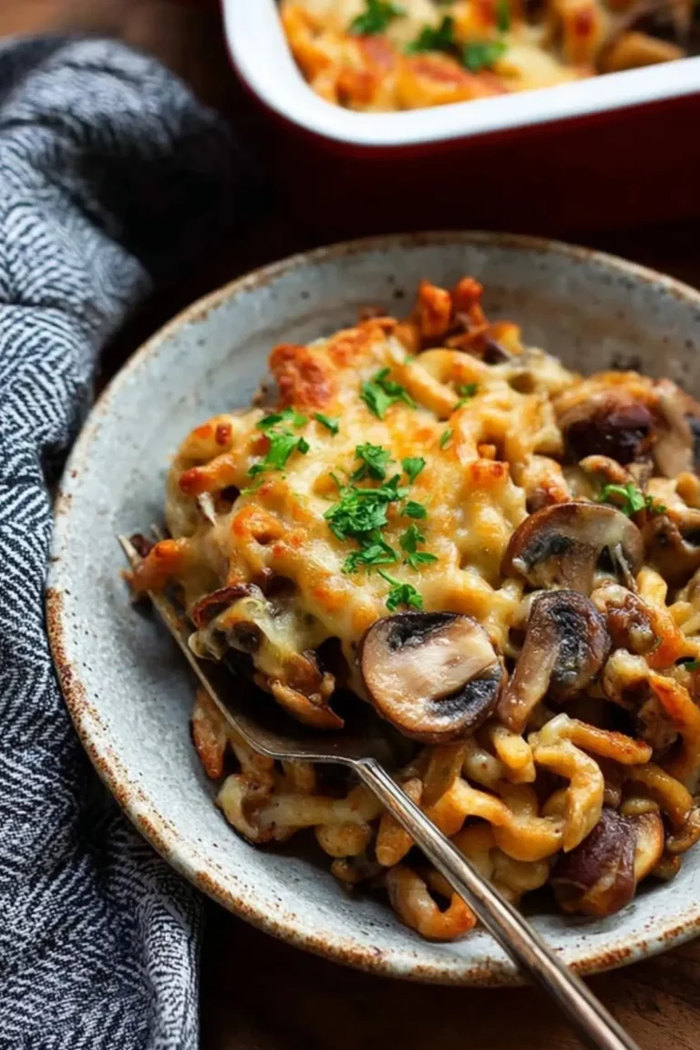 Spätzle-Pilz-Auflauf mit Käse