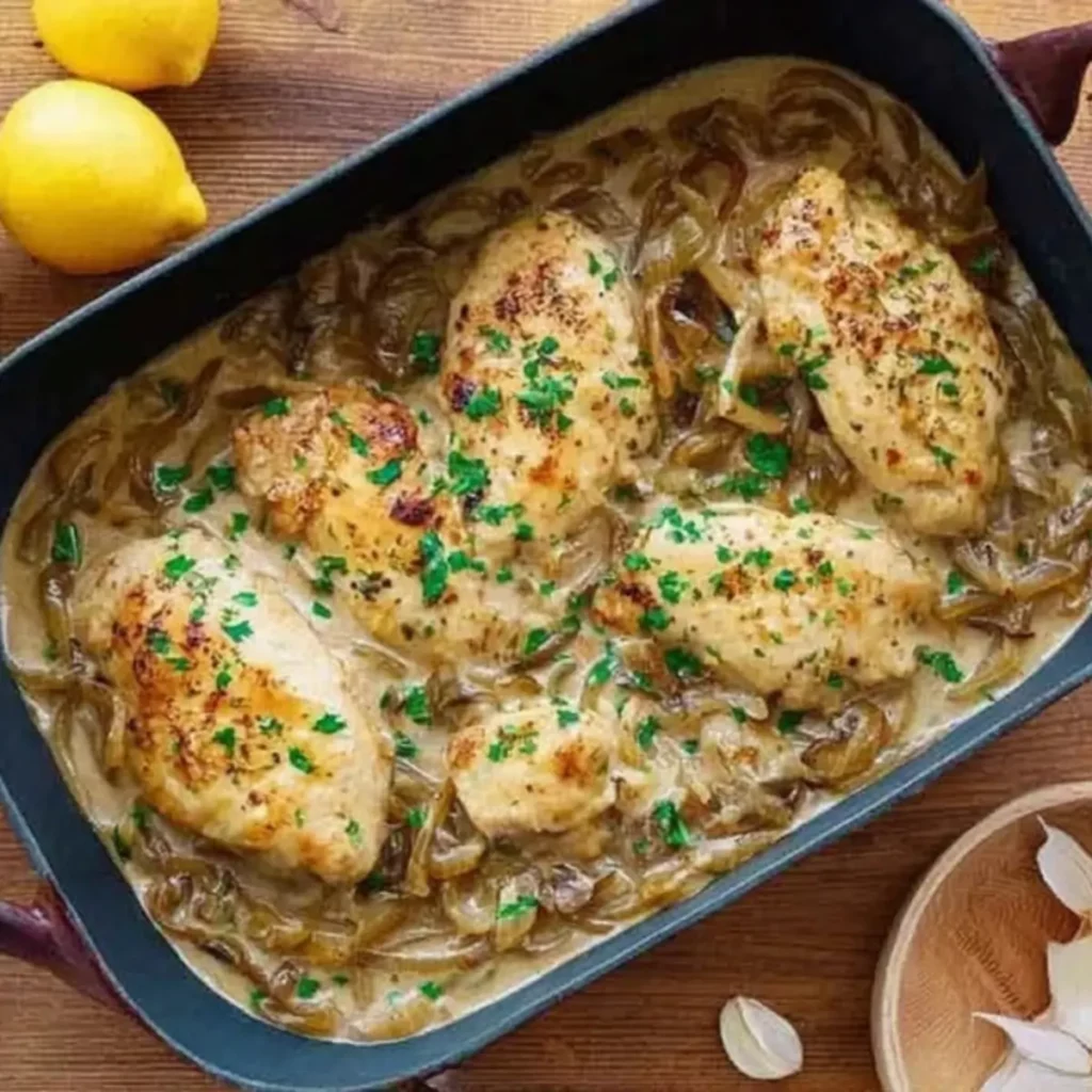 Zwiebel-Sahne-Hähnchen – 15 Minuten Vorbereitungszeit - Muma’s Kitchen Zwiebel-Sahne-Hähnchen – 15 Minuten Vorbereitungszeit - Muma’s Kitchen