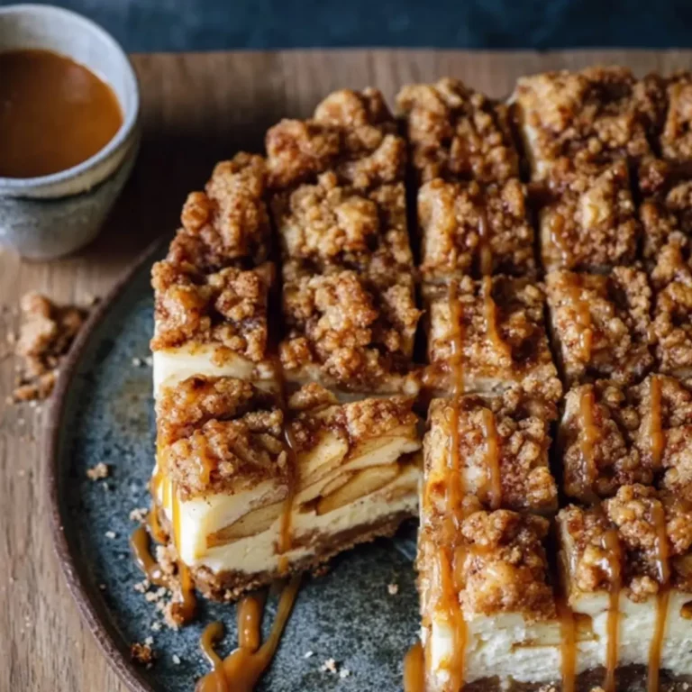 Apfel-Karamell-Cheesecake mit Streuseln