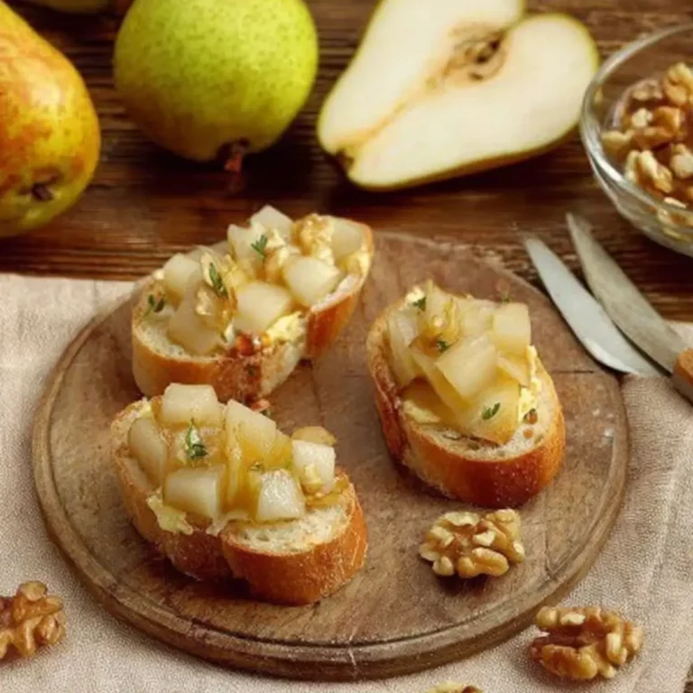Baguettescheiben mit Brie und Birnen