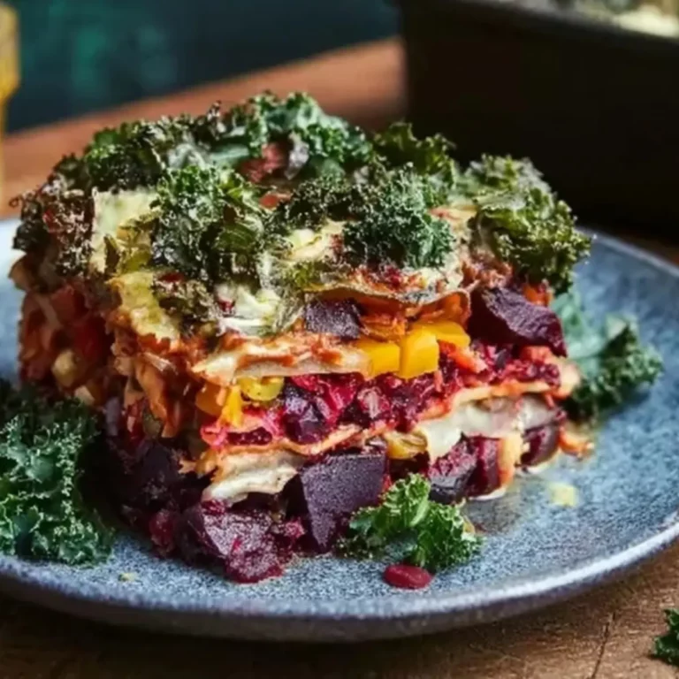 Bunte Winter-Lasagne mit Grünkohl und Roter Bete