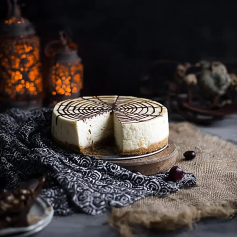 Cheesecake mit Zimt und Spinnennetz