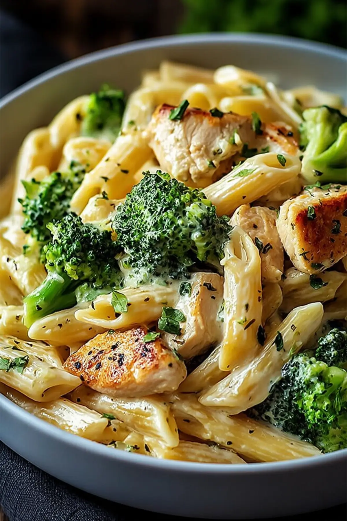 Cremige Hähnchen Brokkoli Pasta