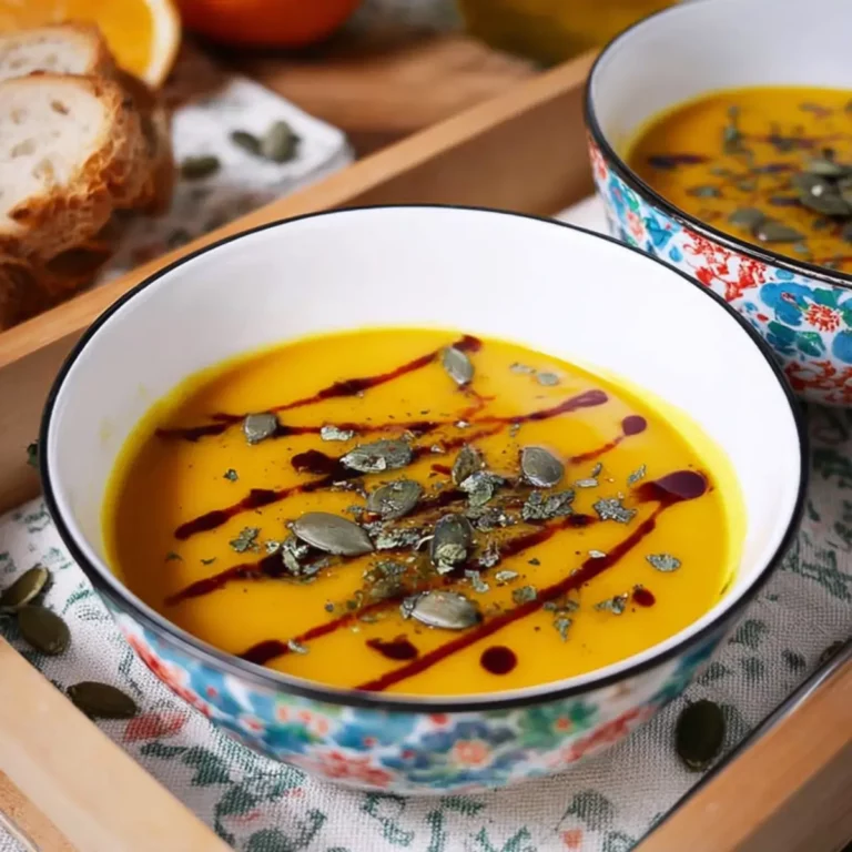 Cremige Kürbissuppe mit Kokosmilch und Orange