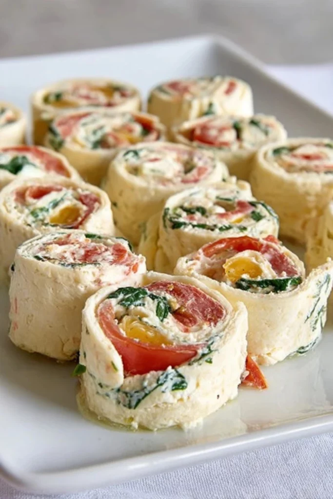 Feta-Röllchen mit Tomaten & Spinat