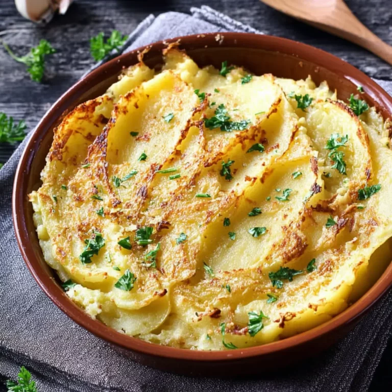 Gebackenes Kartoffelpüree mit Parmesan & Knoblauch