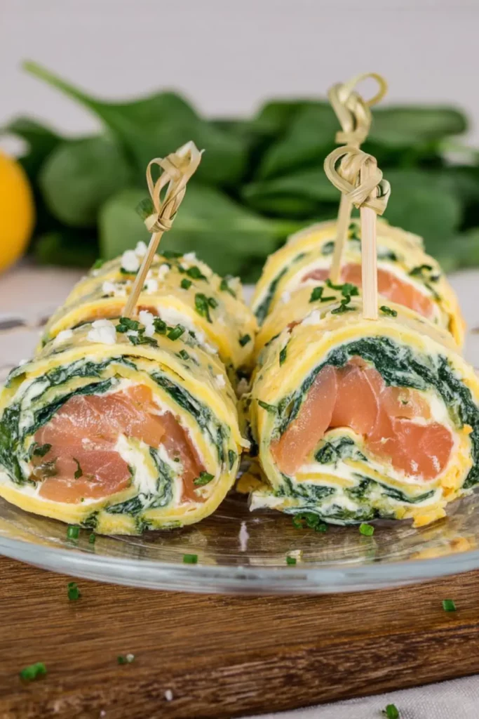 Lachsrolle mit Frischkäse und Spinat