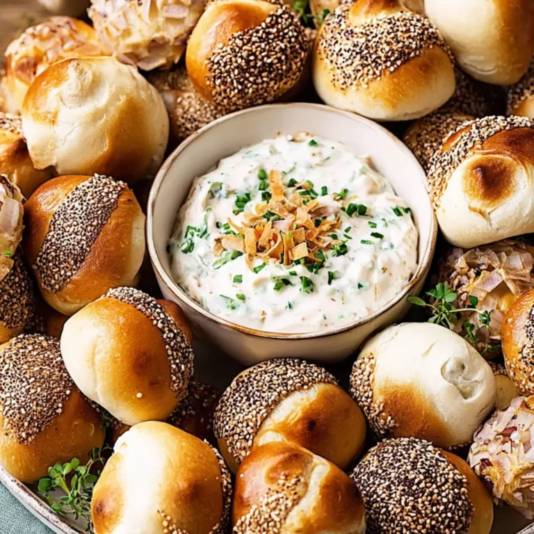 Mini Laugenkonfekt Rezept mit Zwiebel-Dip