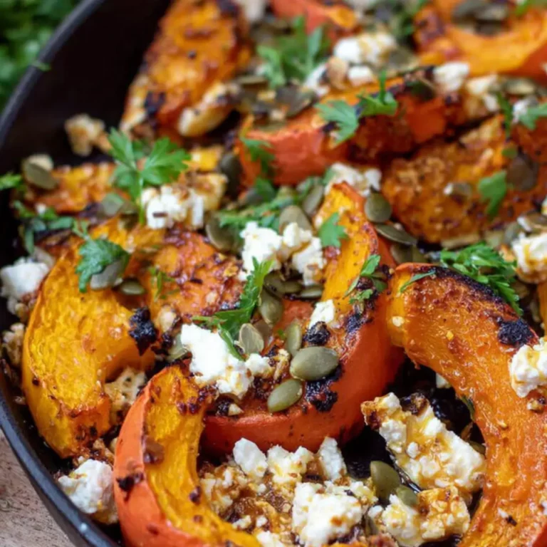 Ofenkürbis Beilage mit Feta und Honig