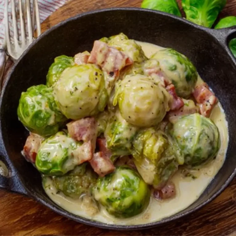 Rahm-Rosenkohl mit Speck und cremiger Soße