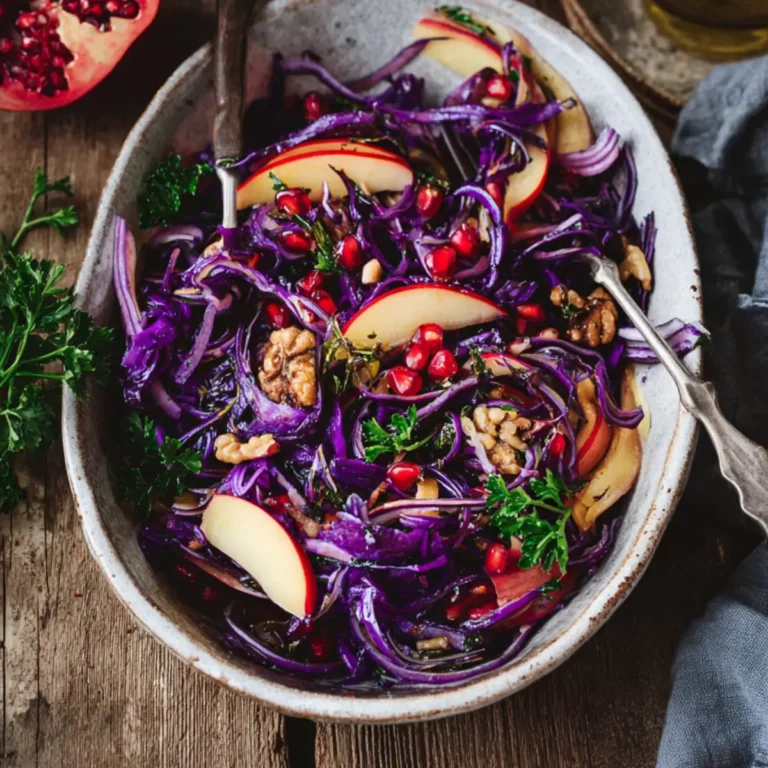 Rotkraut Salat mit Granatapfelkernen