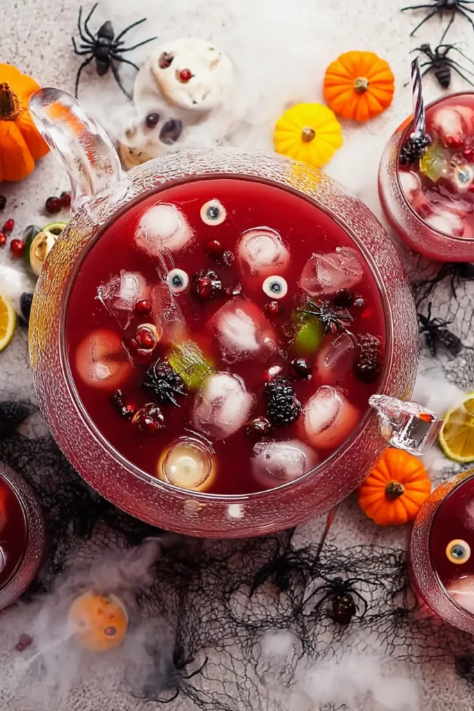 Schaurige Halloweenbowle mit Eishand