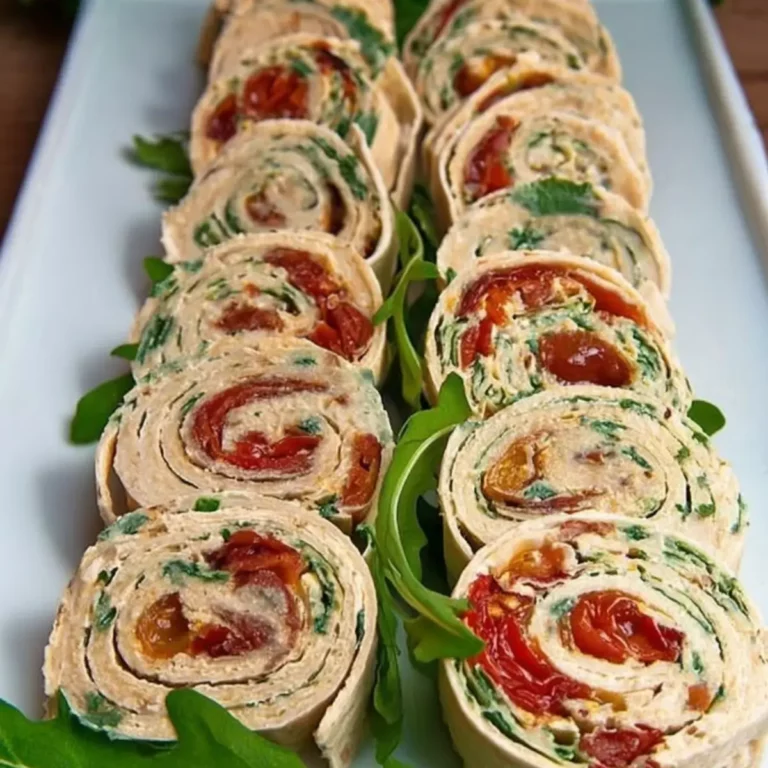 Vegetarische Wrap-Röllchen mit Rucola und Tomaten