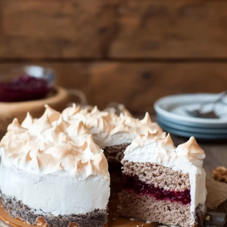 Walnuss Zwetschkenröster Torte mit Baiserhaube