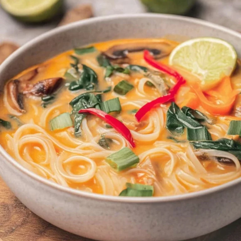 Asiatische Kokos-Curry-Suppe mit Reisnudeln