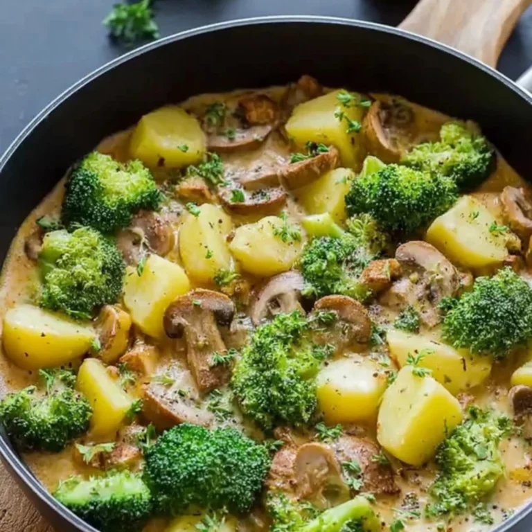 Brokkoli-Kartoffel-Pfanne mit Pilzen Rezept einfach zubereiten