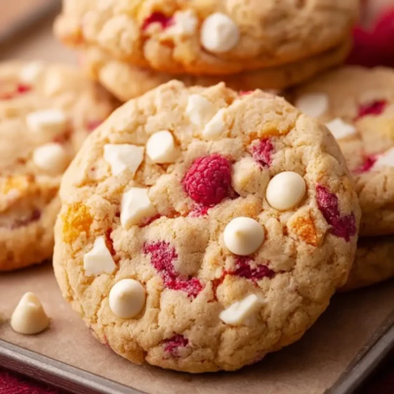 Cookies mit weißer Schokolade und Himbeeren