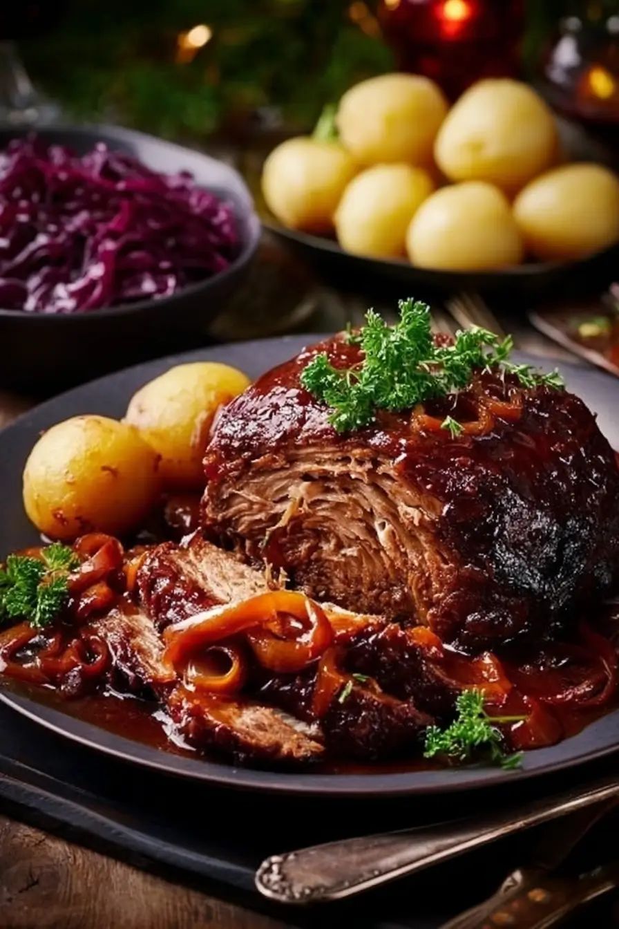 Dazu wahlweise Semmelknödel und Rotkohl
