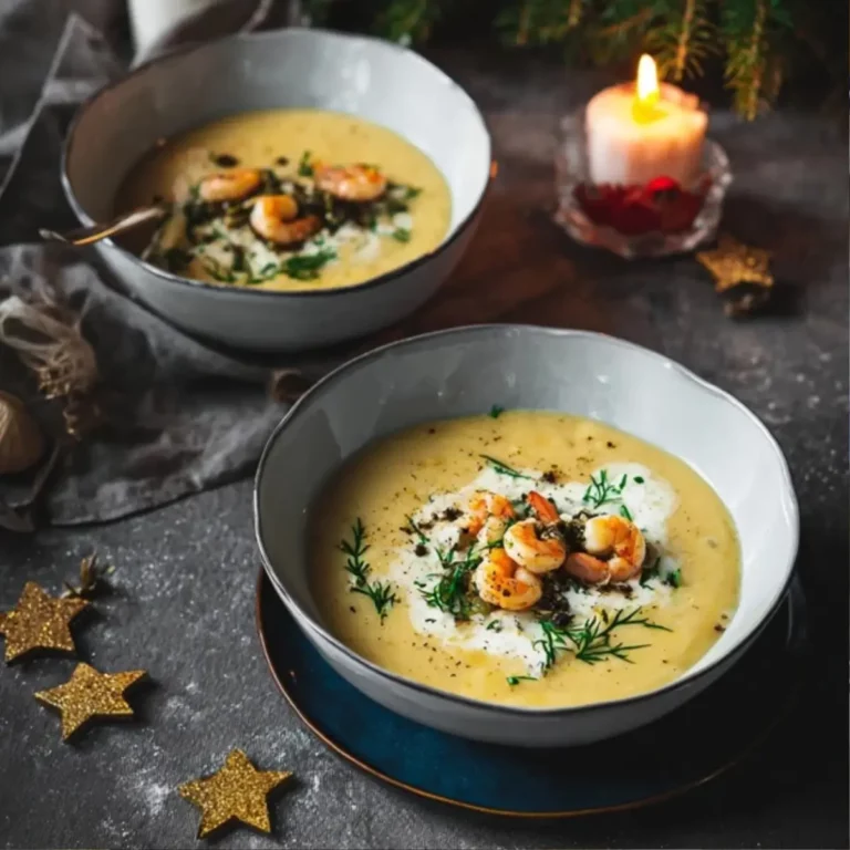 Edle Pastinaken Suppe mit Garnelen