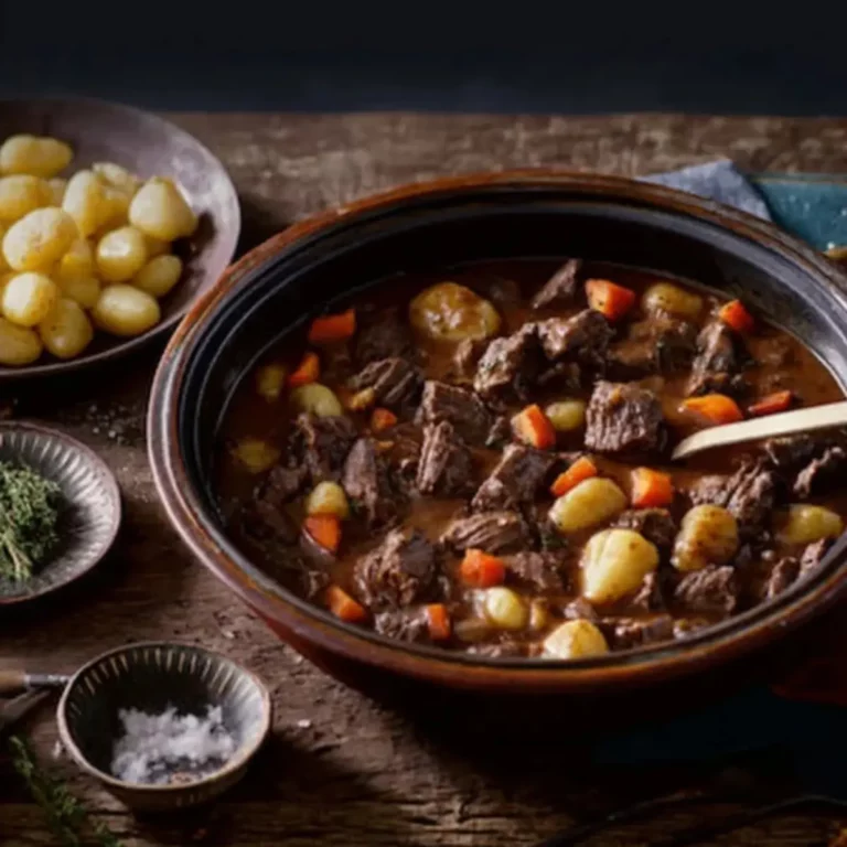 Geschmortes Gulasch mit Gnocchi