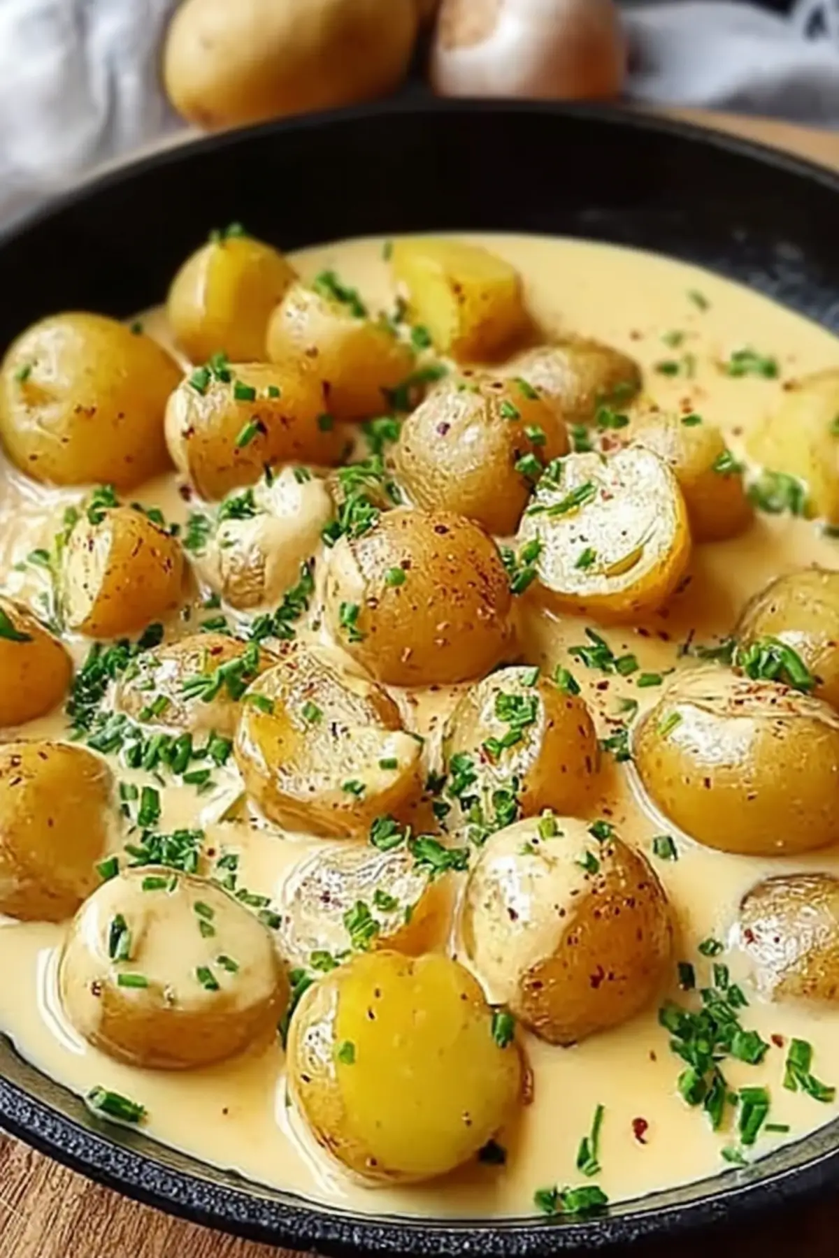 Kartoffeln mit Knoblauch-Sahnesauce
