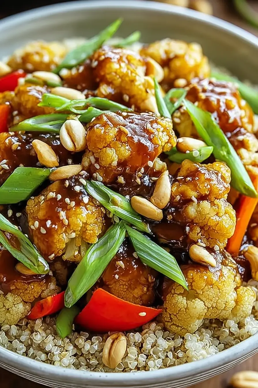 Kung Pao Blumenkohl voller Geschmack und Farbe