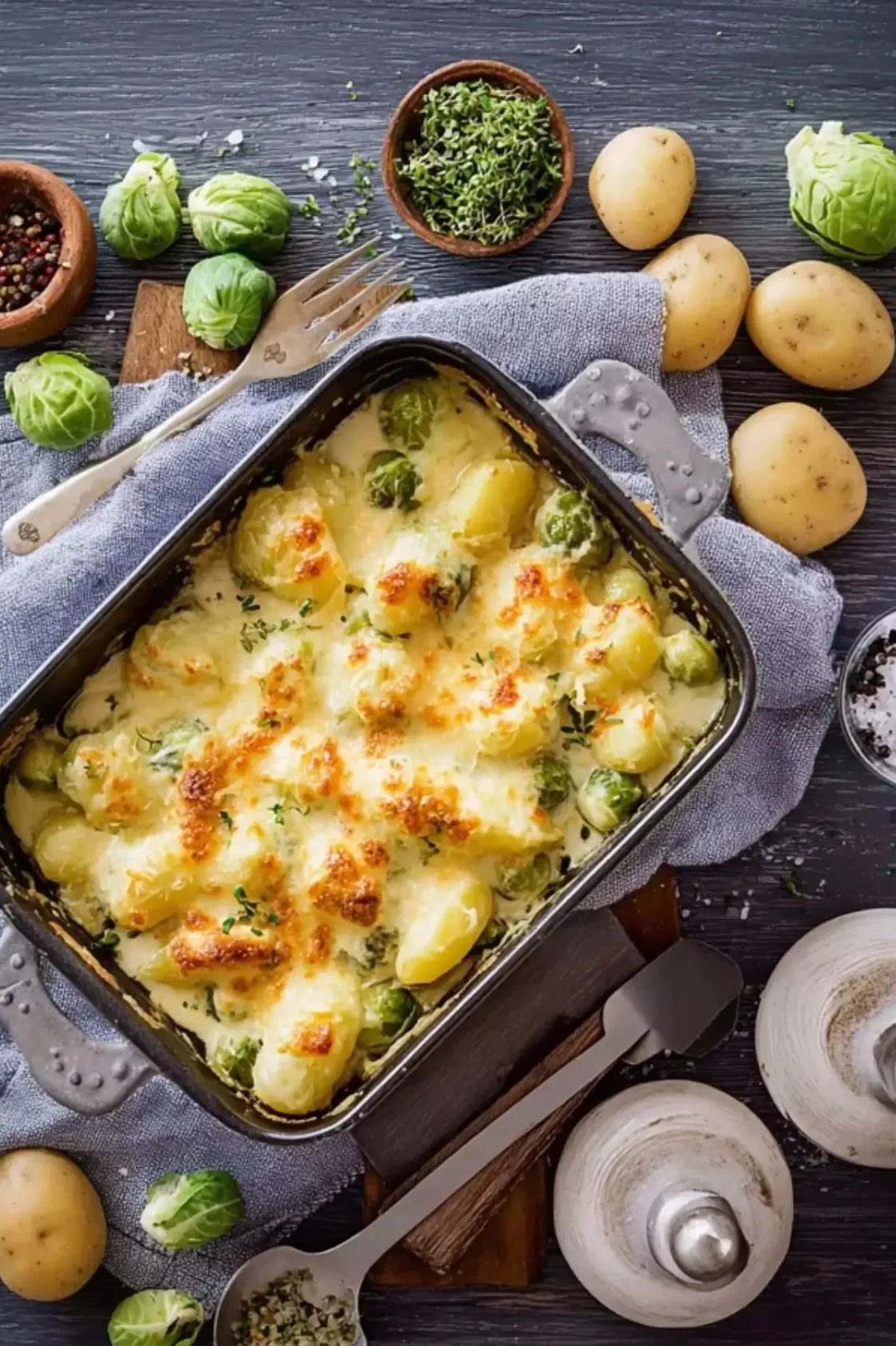 Rosenkohlauflauf mit Kartoffeln