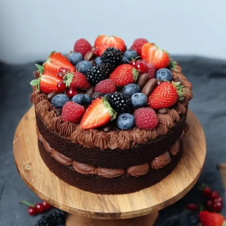 Schoko Torte mit Früchten