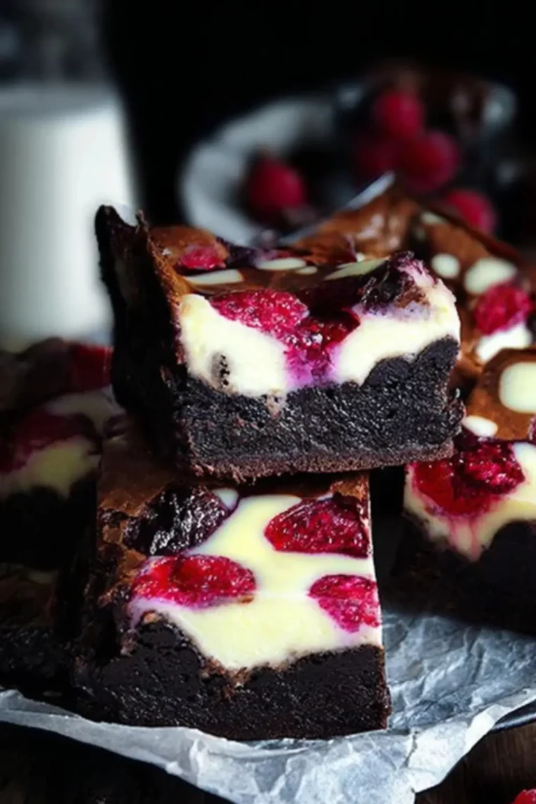 Brownies mit Cheesecake und Himbeeren