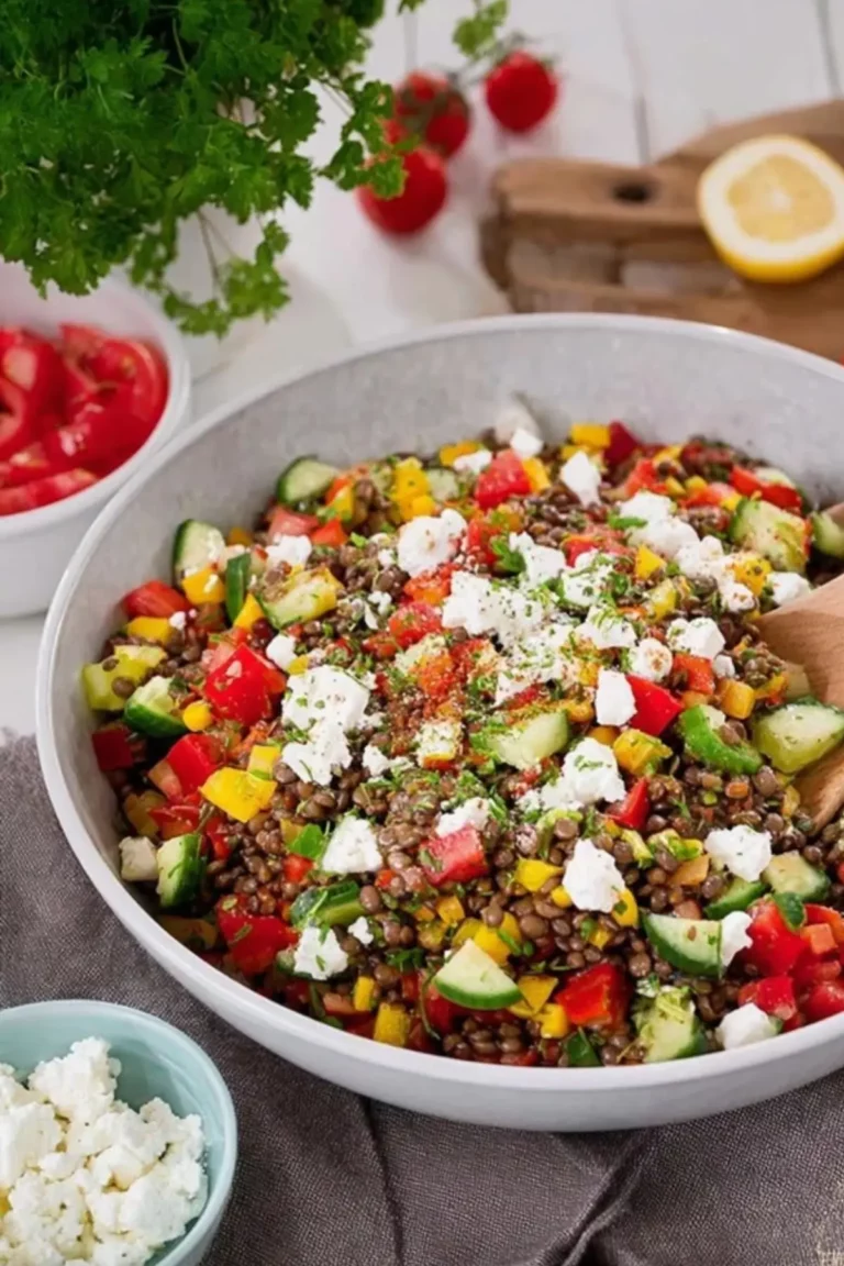 Gesunder Linsensalat mit Feta
