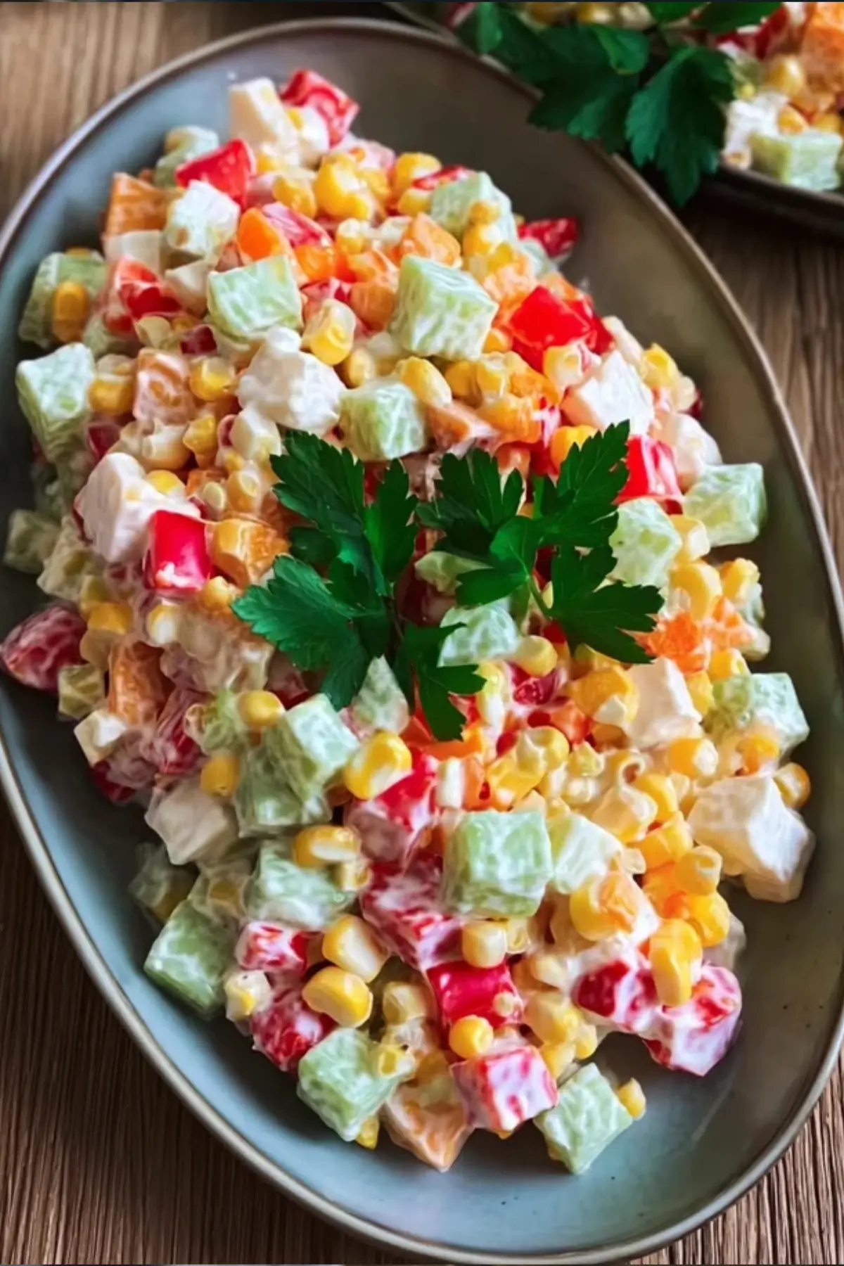 Käsesalat mit Paprika und Mais