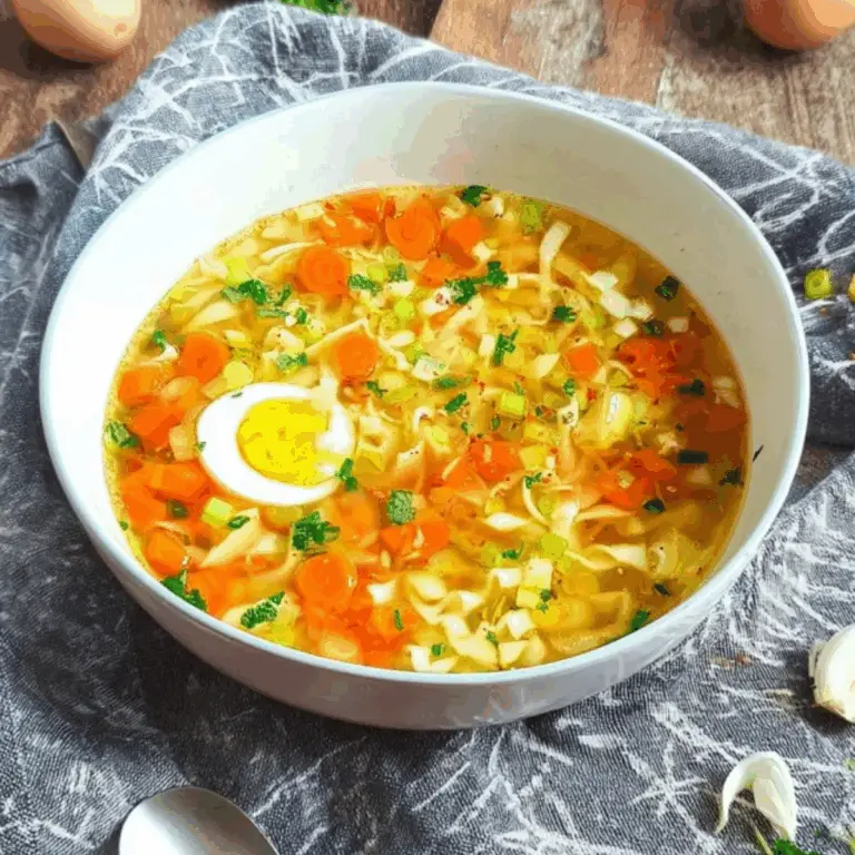 Nudelsuppe mit Möhre und Ei