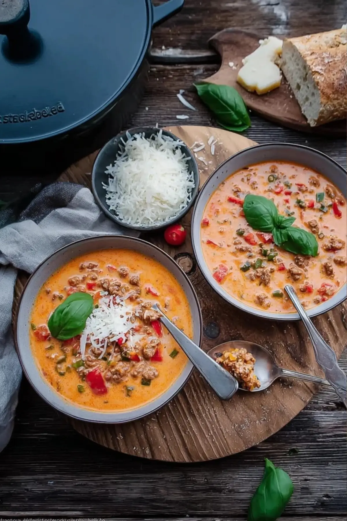 Pizzasuppe mit Hackfleisch