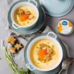 Süßkartoffelsuppe mit Sternencroutons und Forellen Caviar