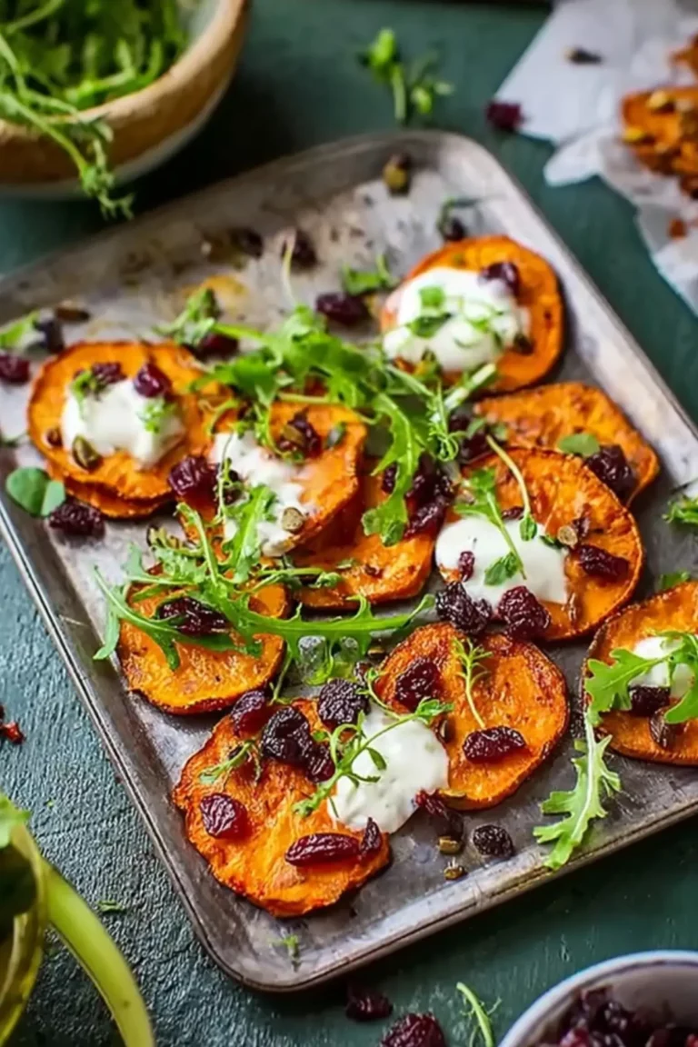 Überbackene Süßkartoffelscheiben zu Salat