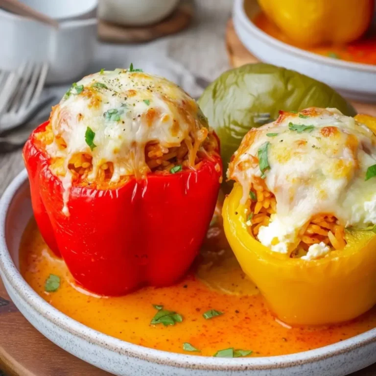 Vegetarisch gefüllte Paprika mit Reis und Feta